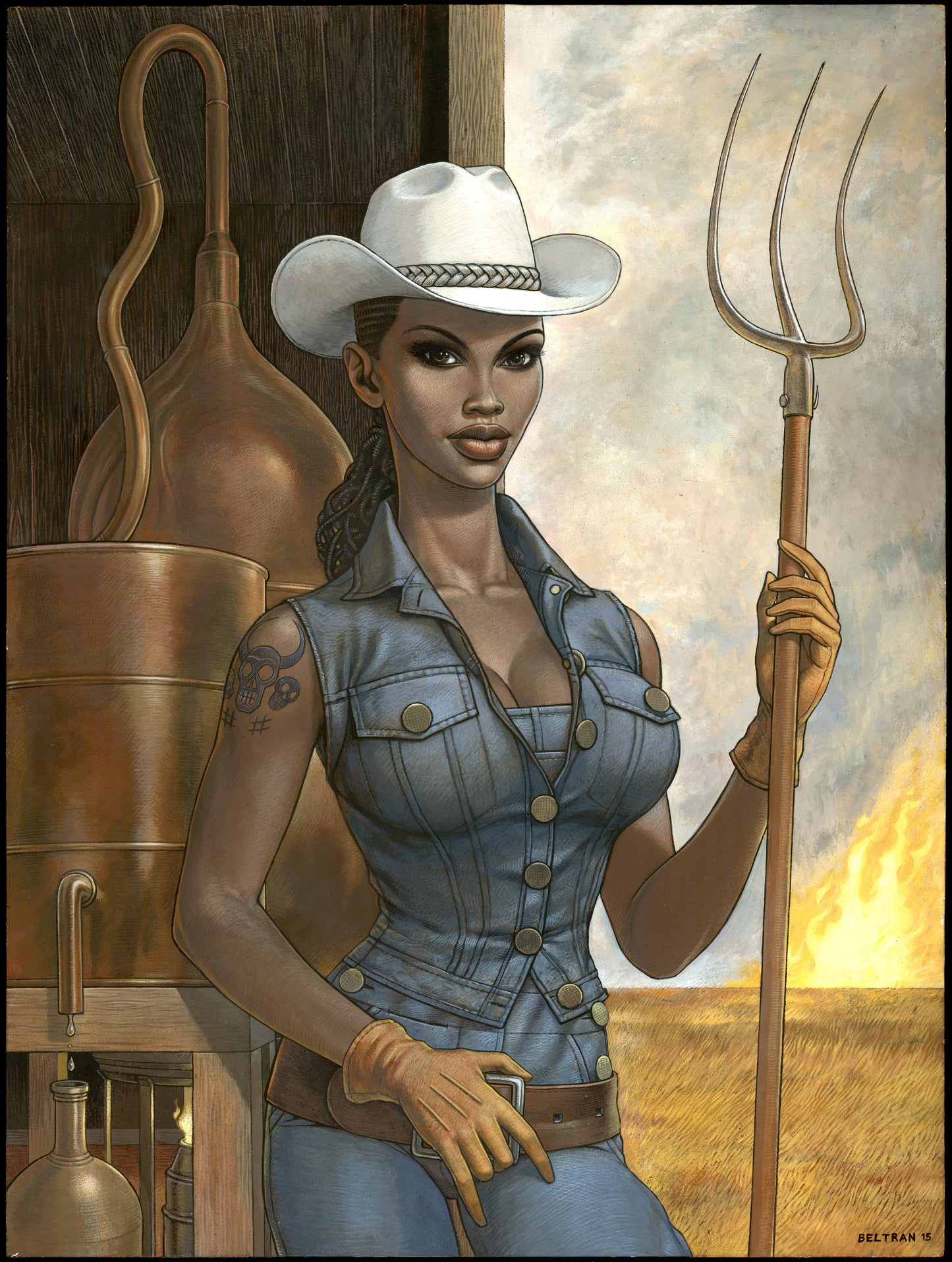 Tirage d'Art numéroté "Alambic Cow Girl - ERZULIE" Format 60X40