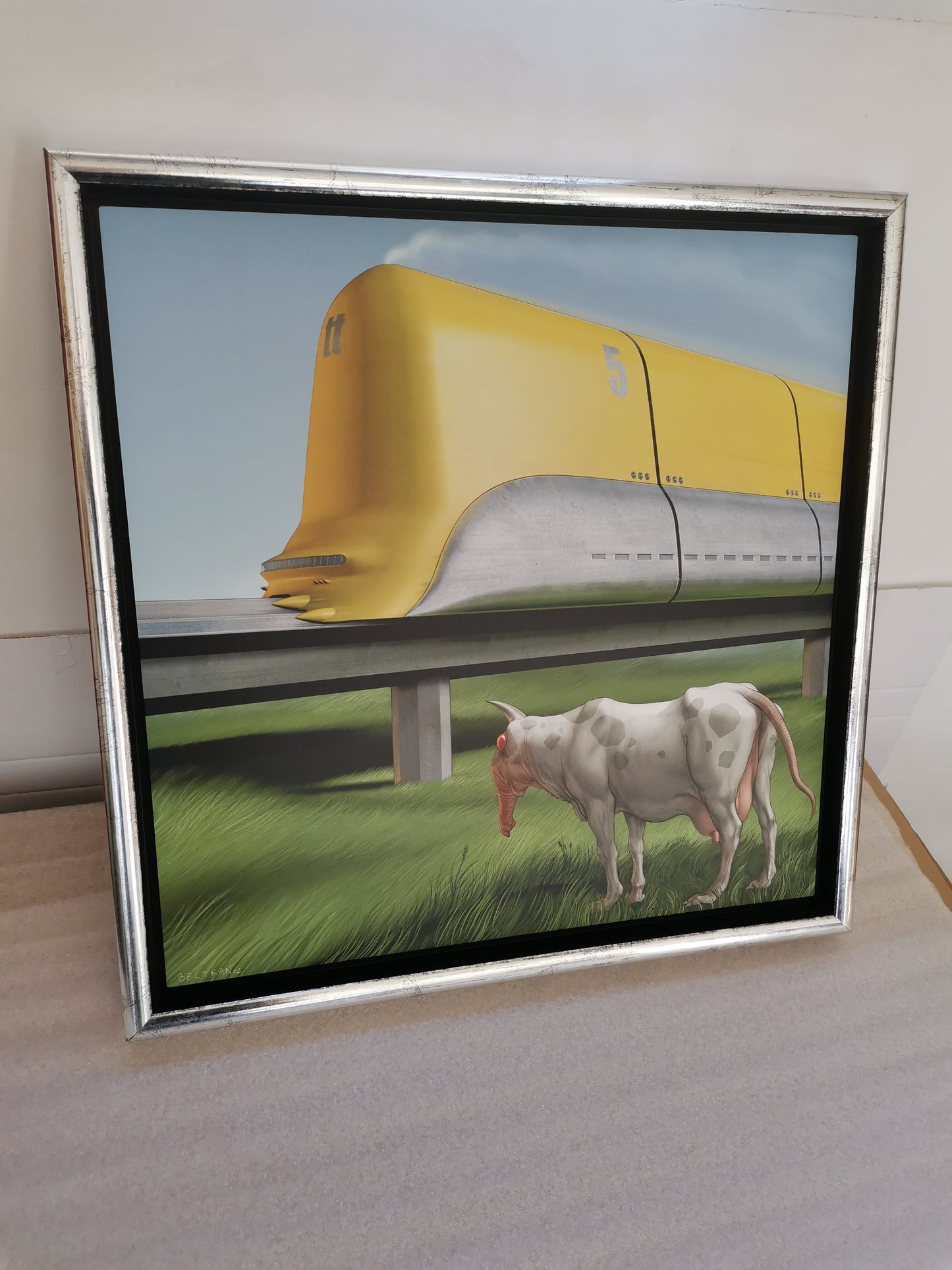 Tirage Dibond® numéroté "The Train and The Cow" Format 40X40