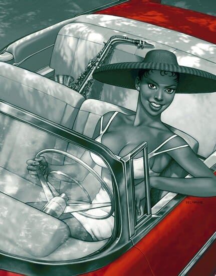 Tirage photo "Sax in a Red Car" Format 55X42